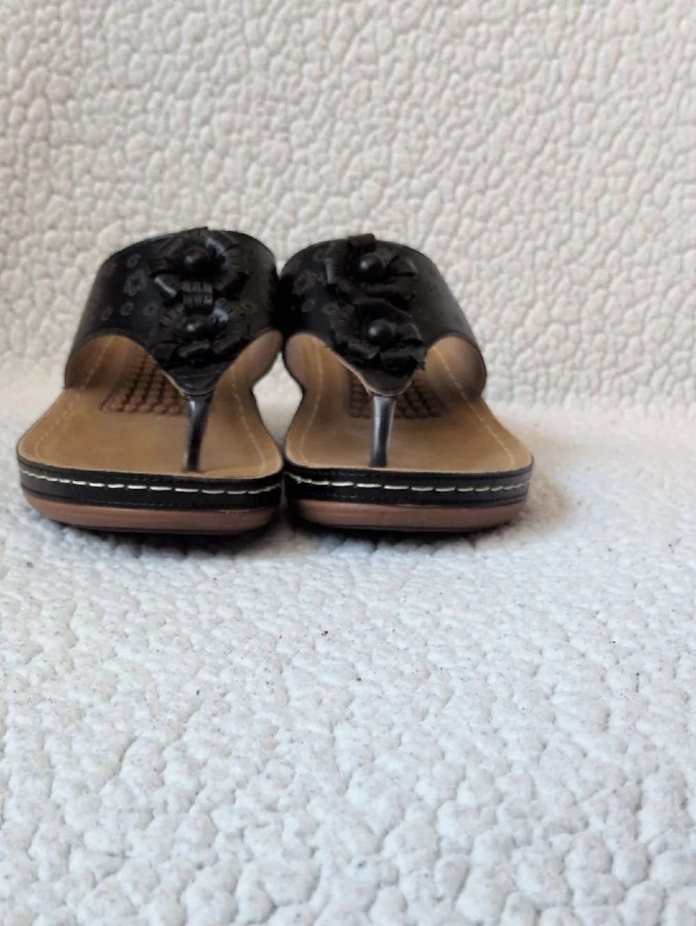 Ecetana Platform Wedge Faux Leather Floral Comfort Massage Sandals Resortwear